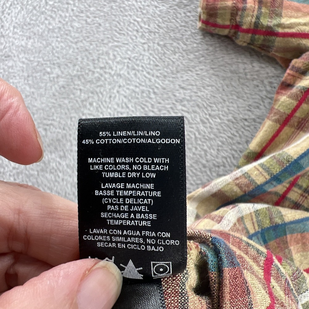 Kuhl Shirt Mens XL Karib Brown Plaid Button Up Shirt Linen/Cotton Blend - Picture 11 of 12